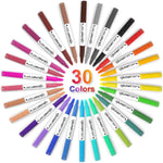 30 Colors Permanent Markers, Fine Point, Assorted Vibrant Colors