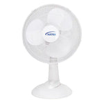 Oscillating Desk Fan with Push Buttons, 12" Diameter, 3 Speeds