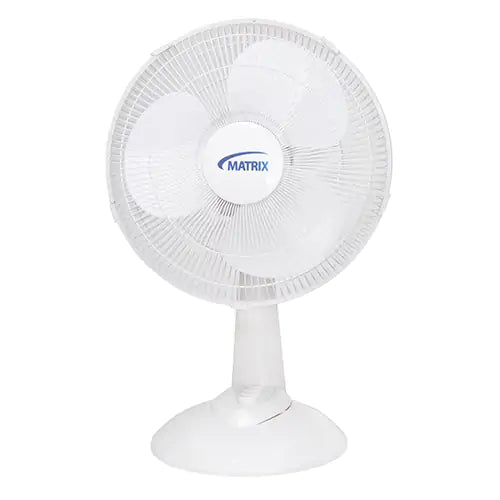 Oscillating Desk Fan with Push Buttons, 12" Diameter, 3 Speeds