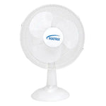 Oscillating Desk Fan with Push Buttons, 12" Diameter, 3 Speeds