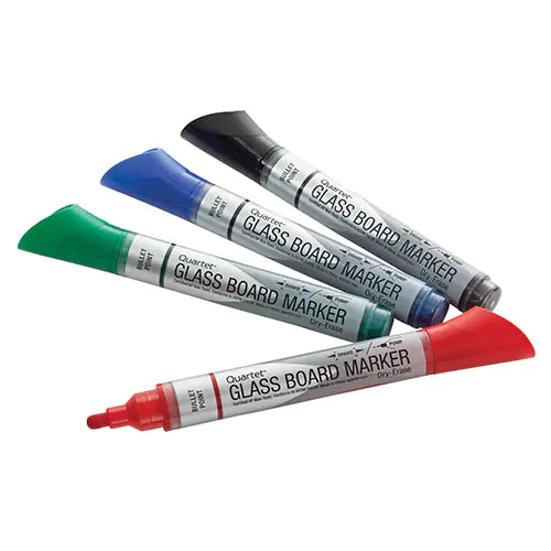 Premium Glass Dry-Erase Markers, Assorted, Bullet Tip