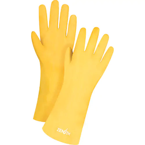 Rough-Finish Chemical-Resistant Gloves, Size 9, 14" L, PVC, Interlock Inner Lining, 47-mil