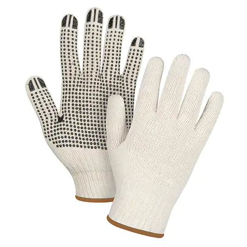 Heavyweight Dotted String Knit Gloves, Poly/Cotton, Single Sided, 7 Gauge, Large