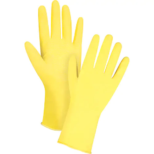 Canary Yellow Chemical-Resistant Gloves, Size 9, 12" L, Latex, Flock-Lined Inner Lining, 15-mil