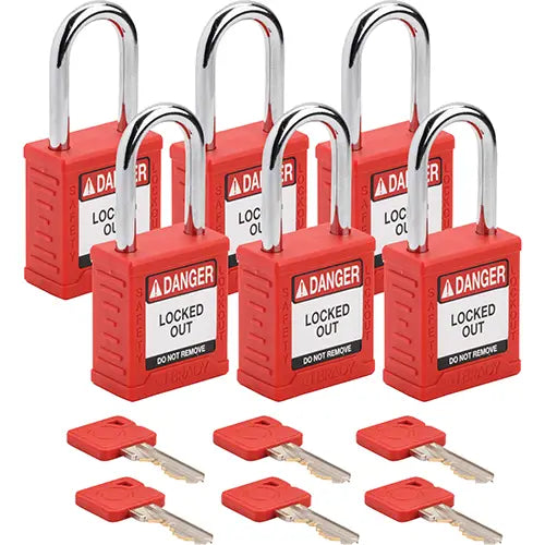Standard Lockout Padlock, Safety Padlock, Keyed Alike, Nylon, 1-1/2" Width